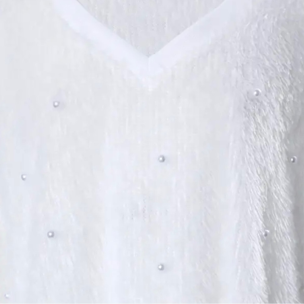 beaded Decor Long Sleeve Fluffy Top-NWT - Picture 7 of 9